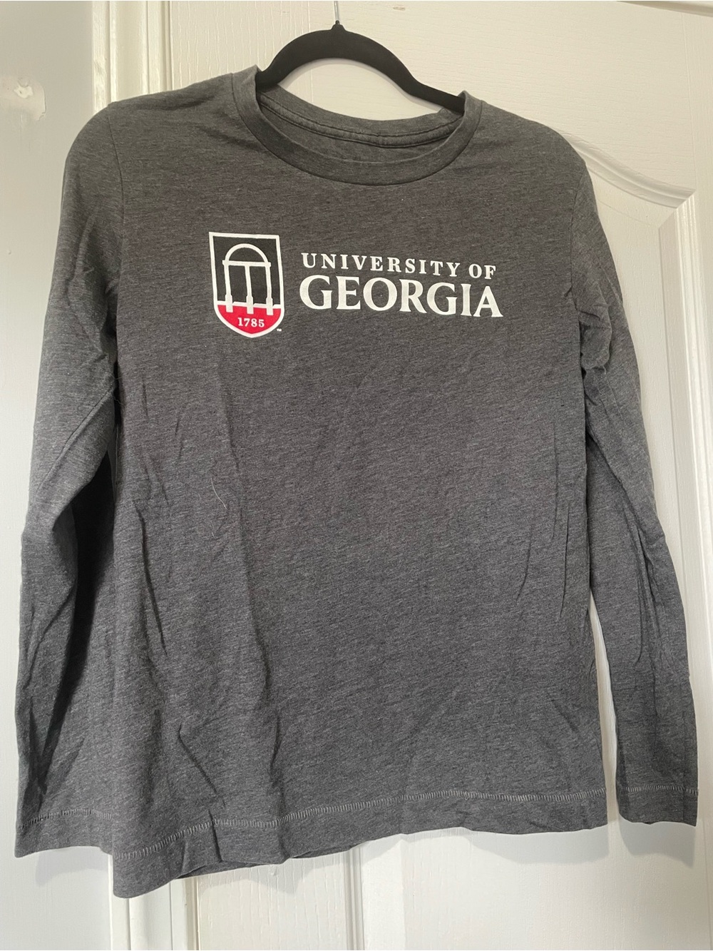 Champion University of Georgia Long-Sleeve Tee - Gray with White & Red Logo